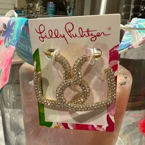 Lilly Pulitzer Gold and Silver Earrings with Bunny Design